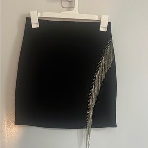 Windsor Black Asymmetrical Embellished Mini Pencil Skirt